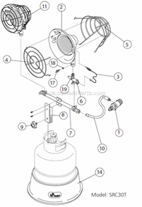 Page A Diagram and Parts List for SRC30T  Mr Heater Construction Heater